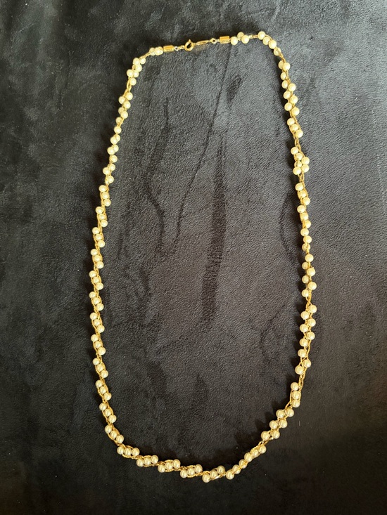 Napier Jewelry - VTG Signed Napier Braided Faux Pearl Gold Tone Rope Strand Necklace